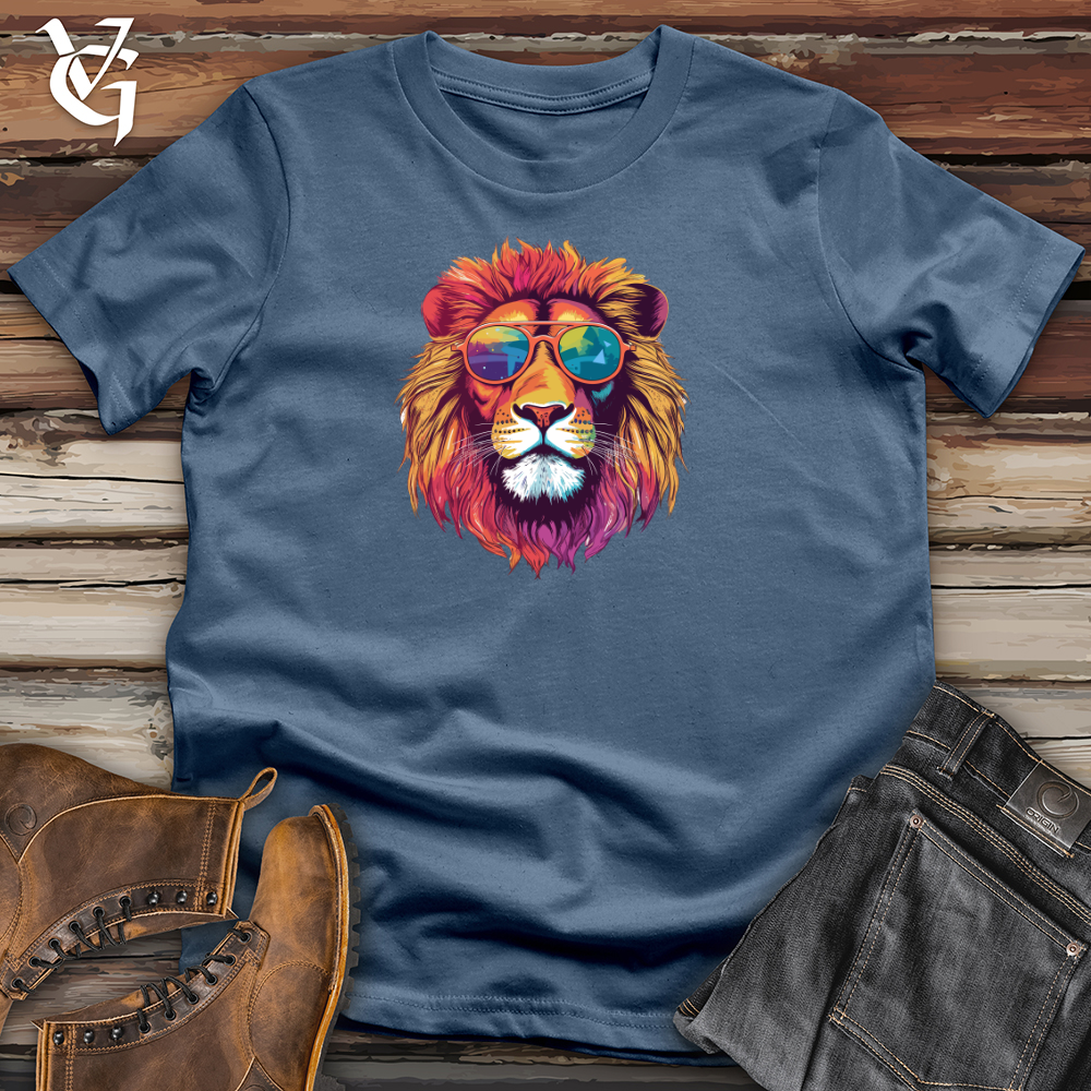 Retro Cosmic Shades Lion Cotton Tee