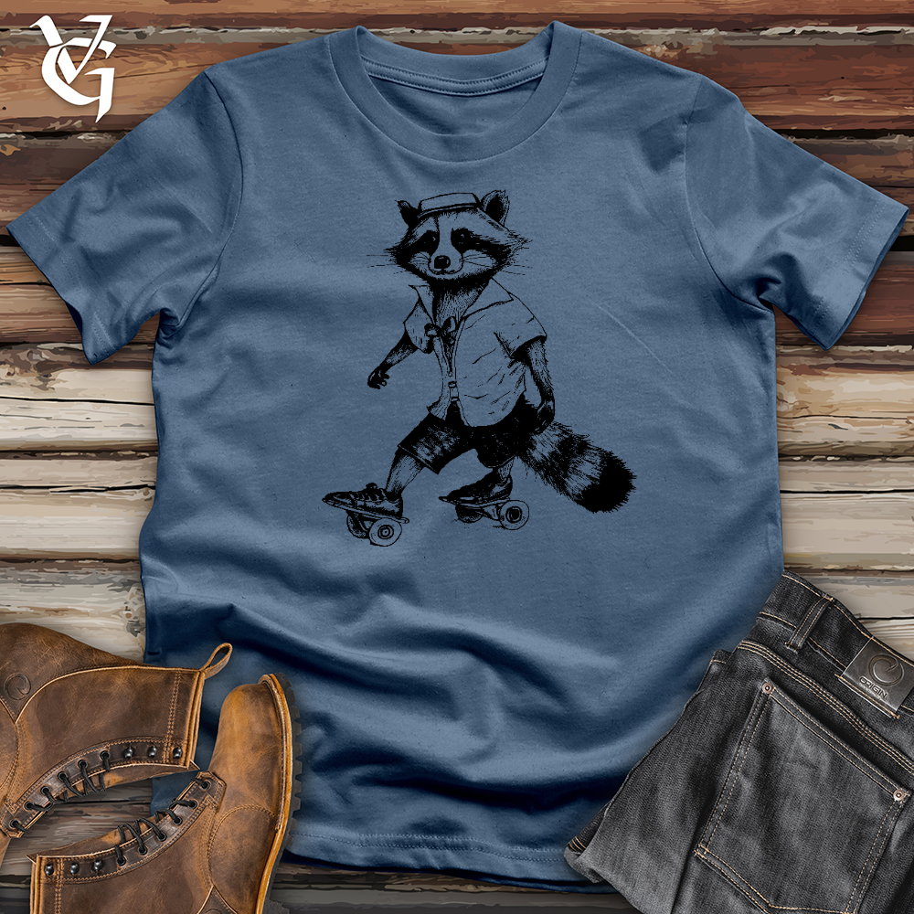 Raccoon On Roller Skates Cotton Tee