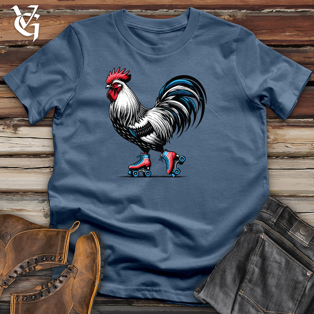 Rooster with Roller Skates Cotton Tee Cluckin Cool Viking Goods Company