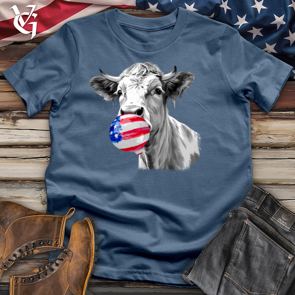 Cow And A Usa Flag Gum Cotton Tee