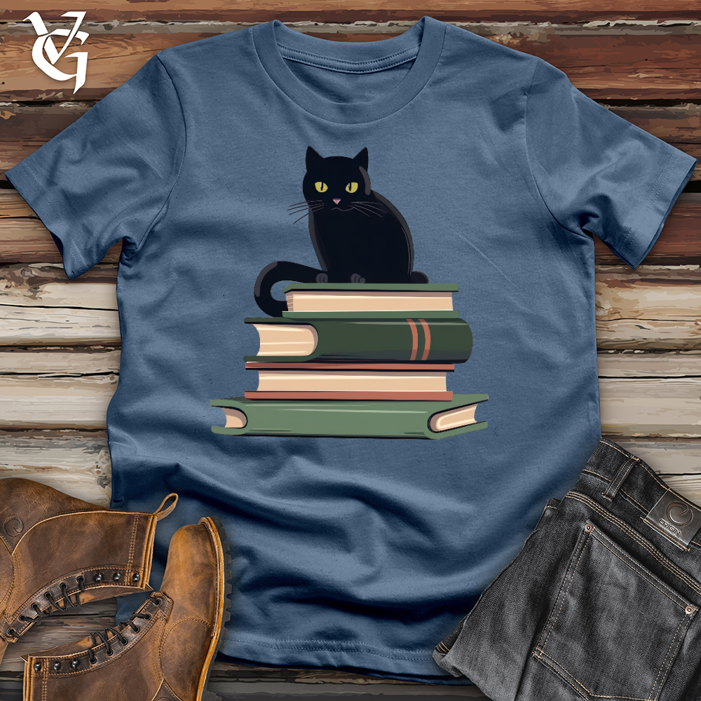 Cat Book Lover Cotton Tee