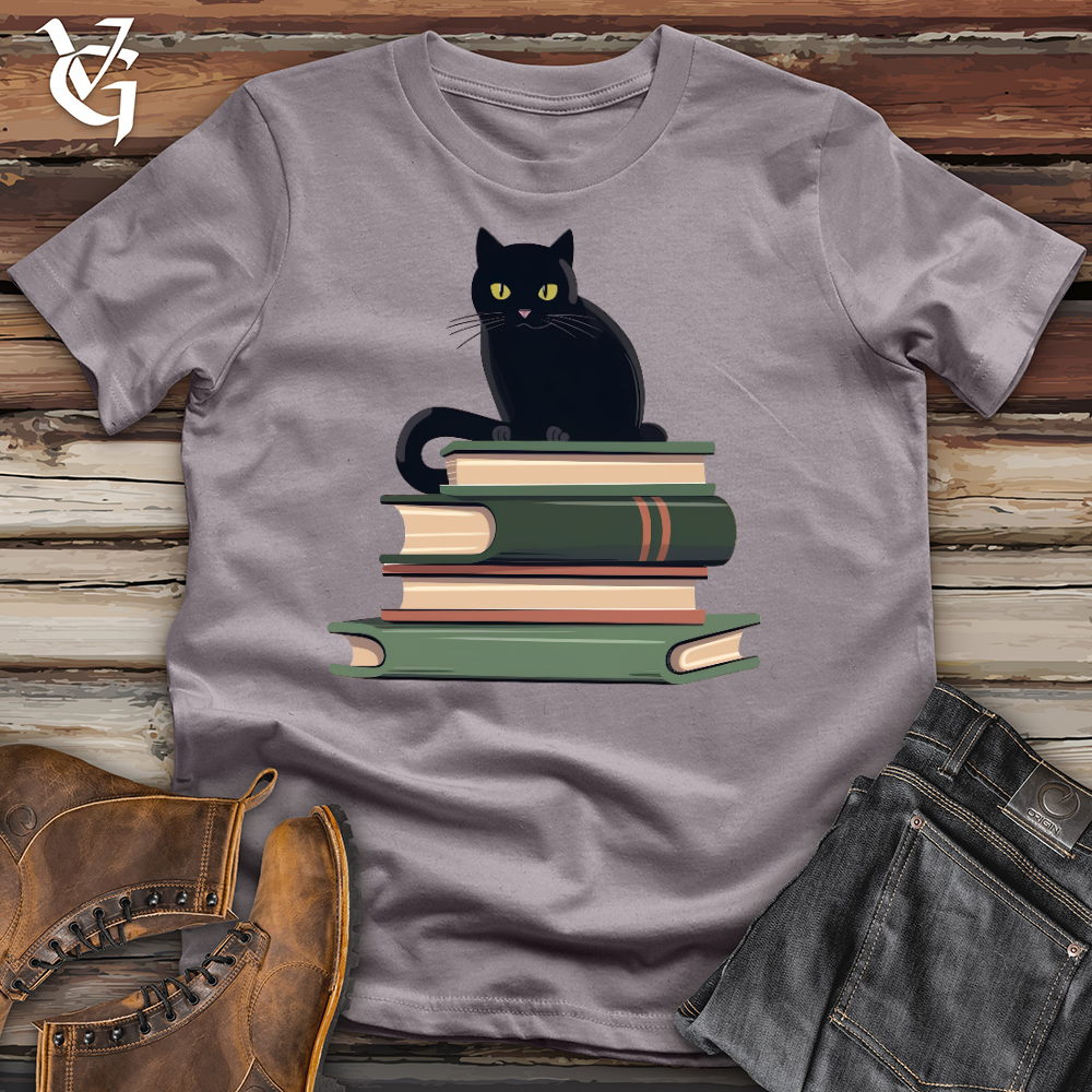 Cat Book Lover Cotton Tee