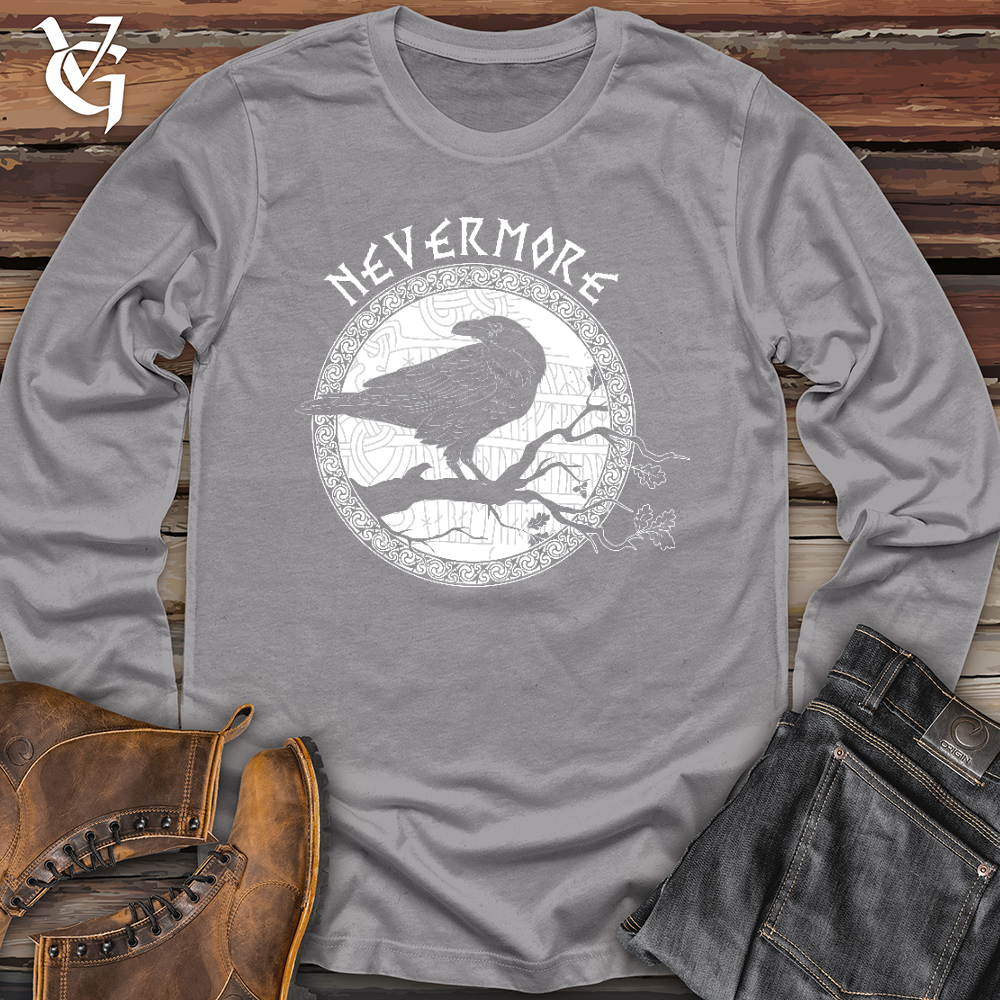 Nevermore White Winter Raven Long Sleeve