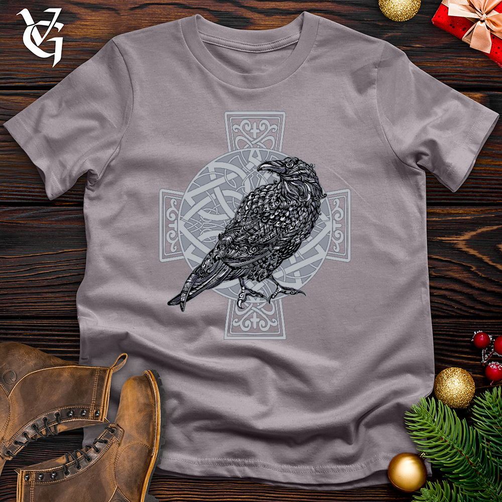 Celtic Cross Raven Cotton Tee