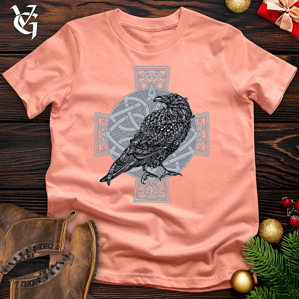 Celtic Cross Raven Cotton Tee