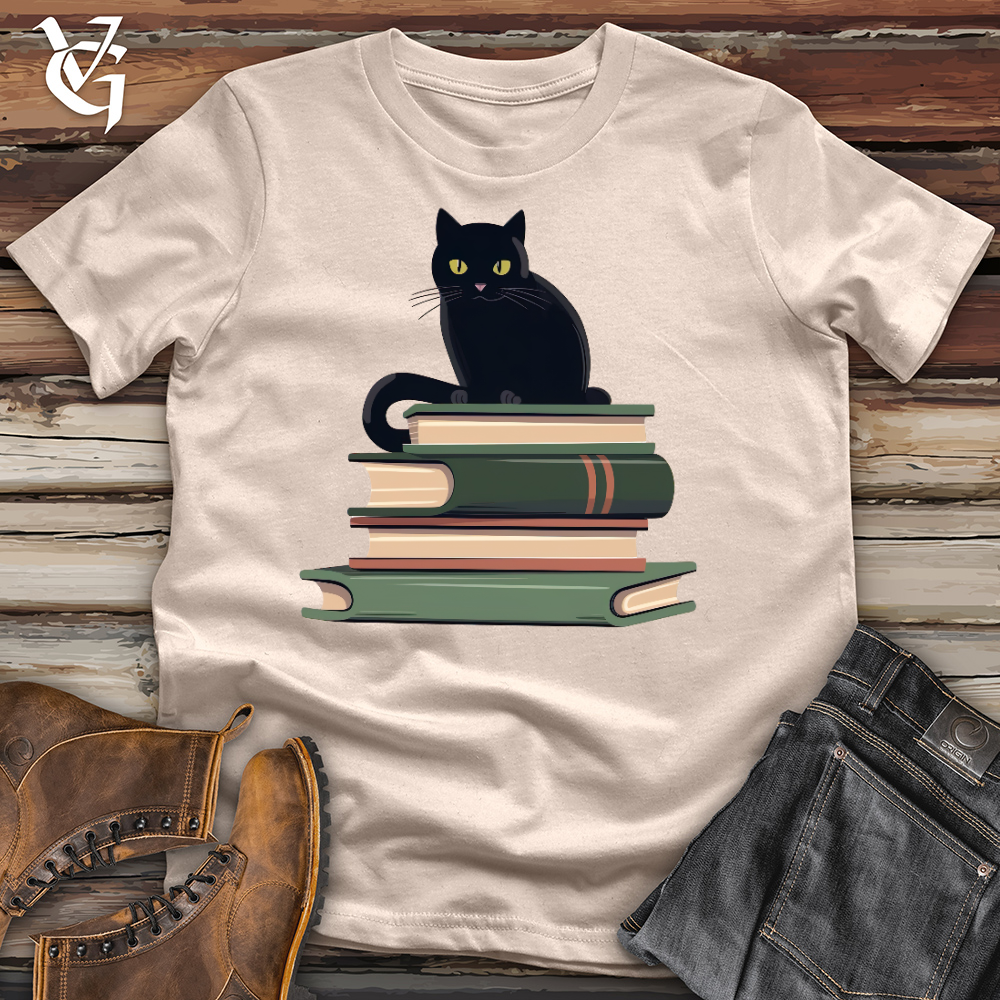 Cat Book Lover Cotton Tee