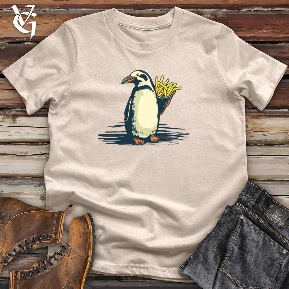 Vintage Fry-Loving Penguin 01 Cotton Tee