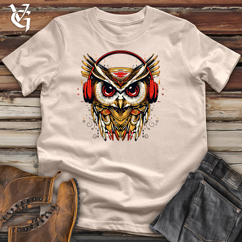 Retro Groove Owl DJ Cotton Tee
