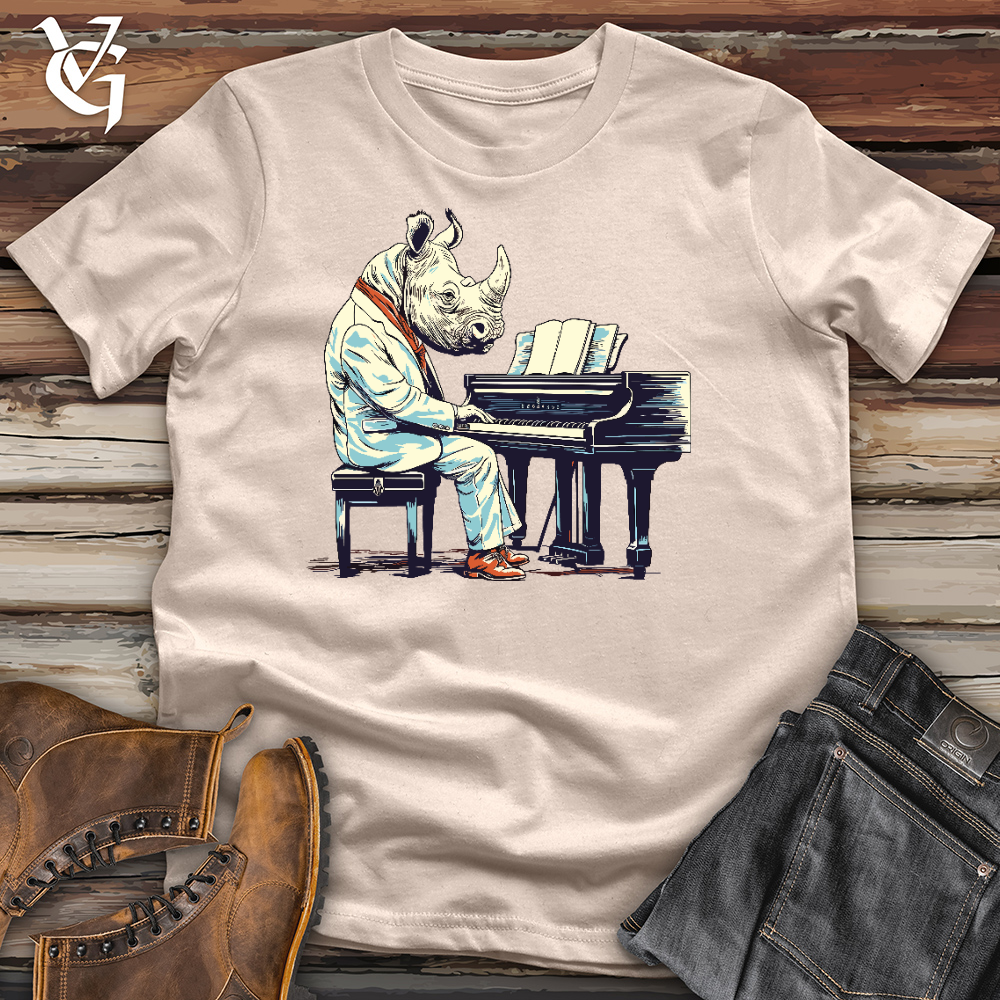 Rhinoceros Playing Piano Cotton Tee