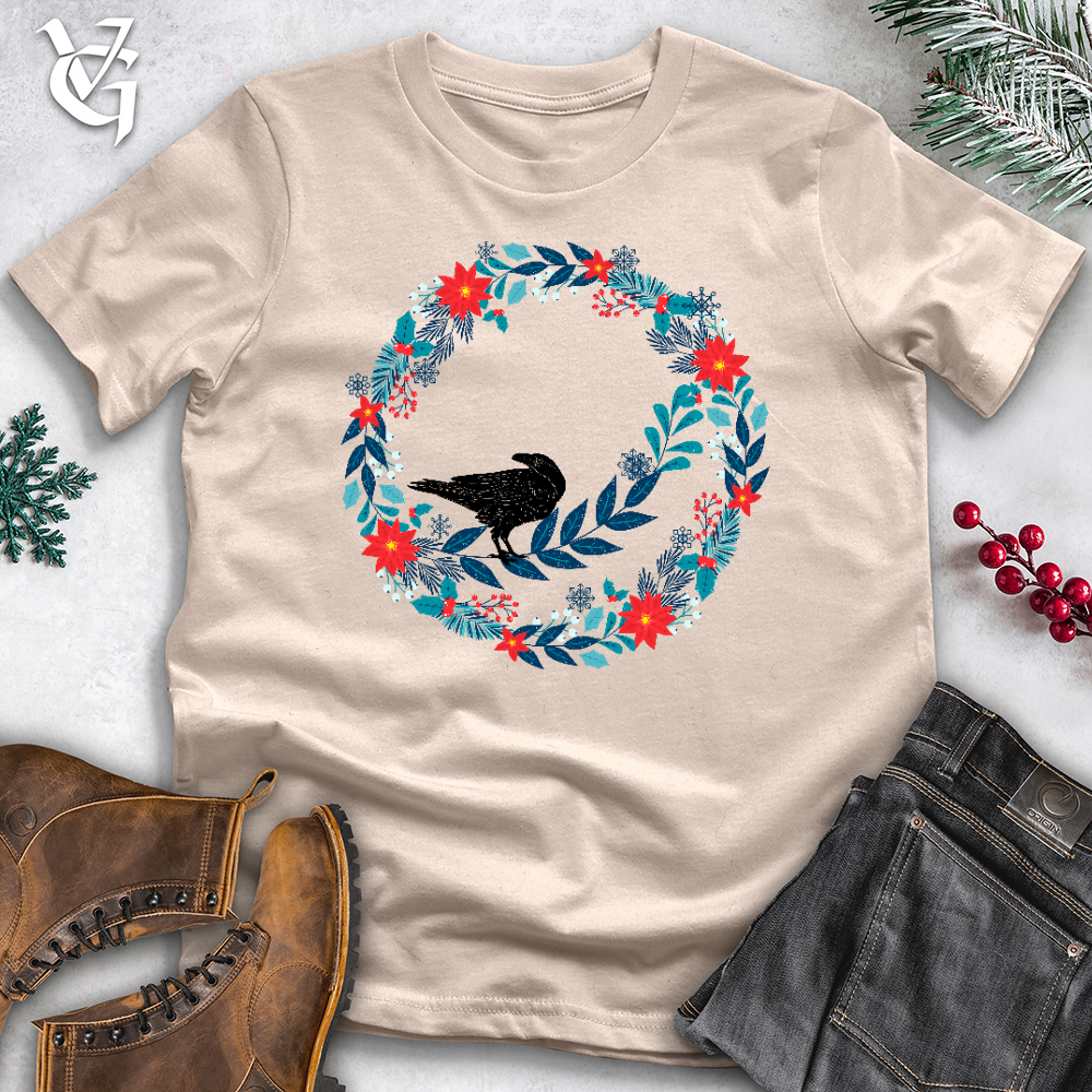 Winter Floral Raven Wreath Cotton Tee