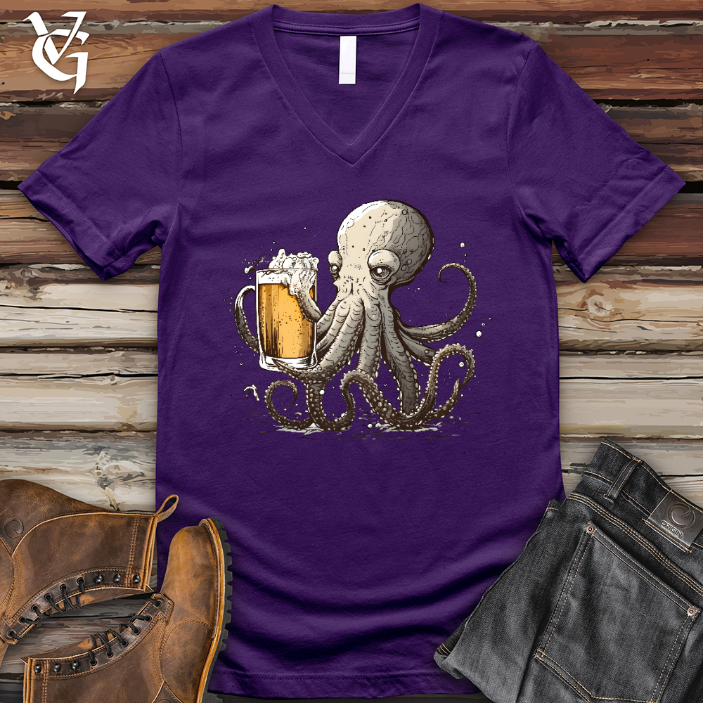 Octopus Happy Hour V- Neck Tee