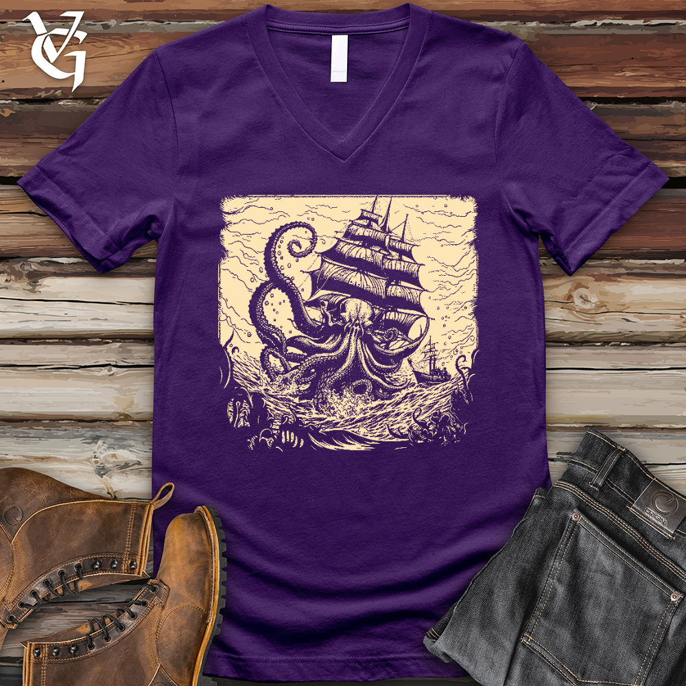 Kraken at Sea V-Neck Tee