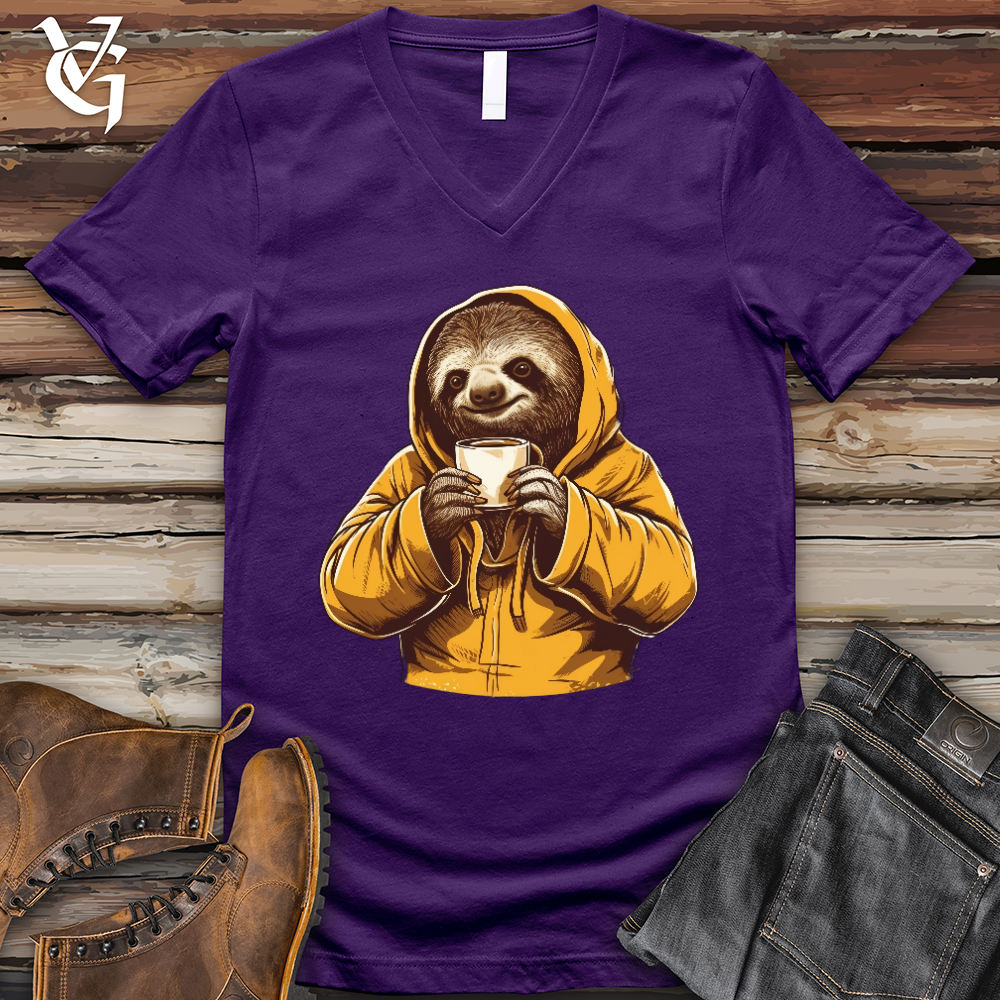 Sloth Coffee V-Neck Tee