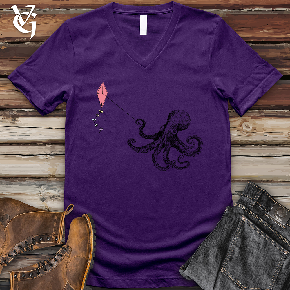 Octopus Flying Kyte V-Neck Tee