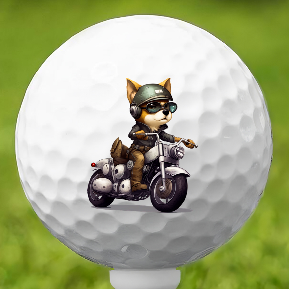 Biker Dog Golf Ball 3 Pack