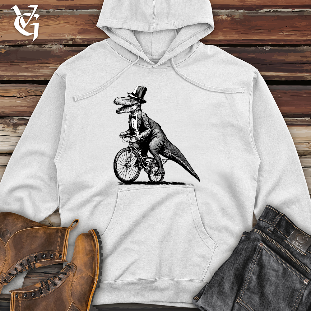 Dinosaur Riding a Bike Midweight Hooded Sweatshirt