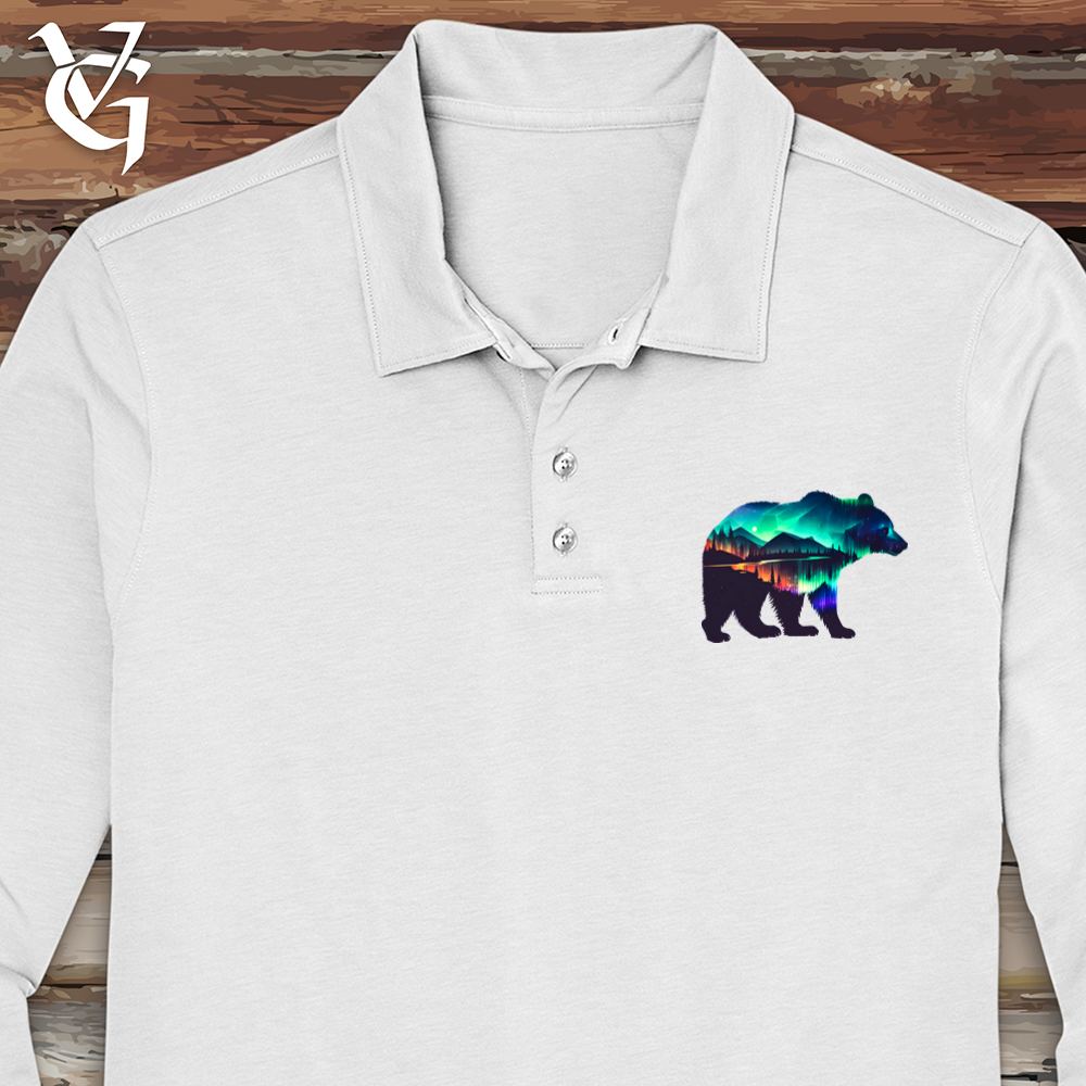 Northern Lights Bear Long Sleeve Polo