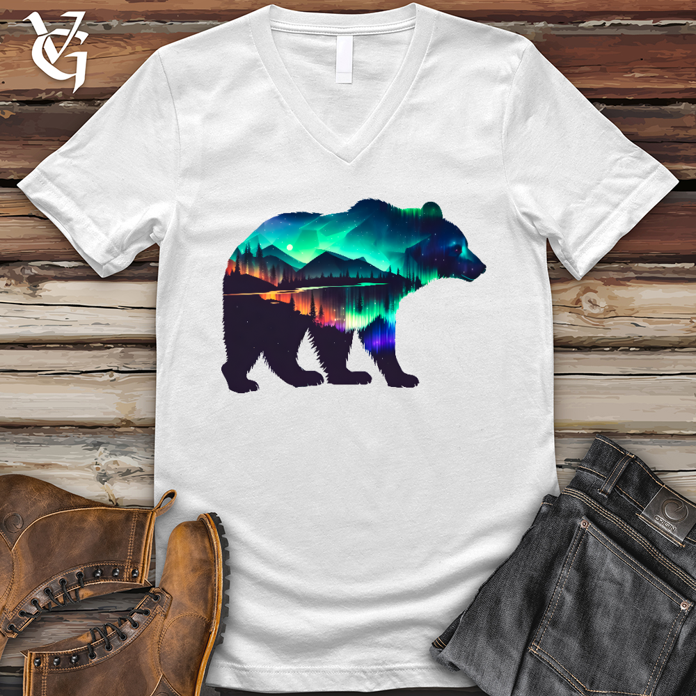 Northern Lights Bear V- Neck Tee