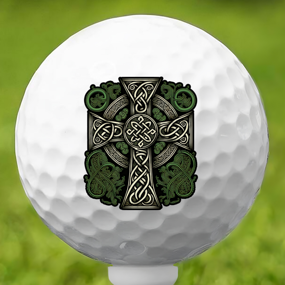Green Celtic Cross Golf Ball 3 Pack