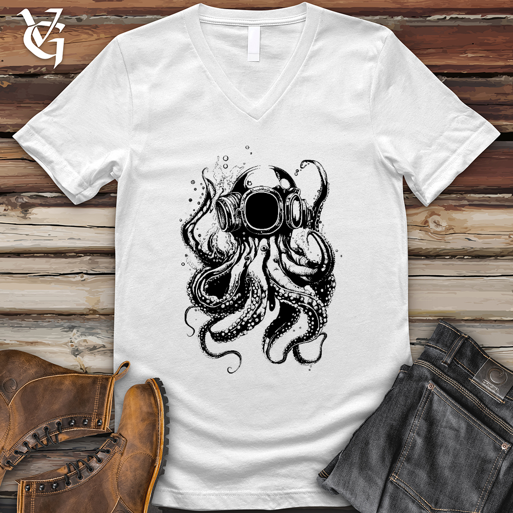 Scuba Octopus V- Neck Tee