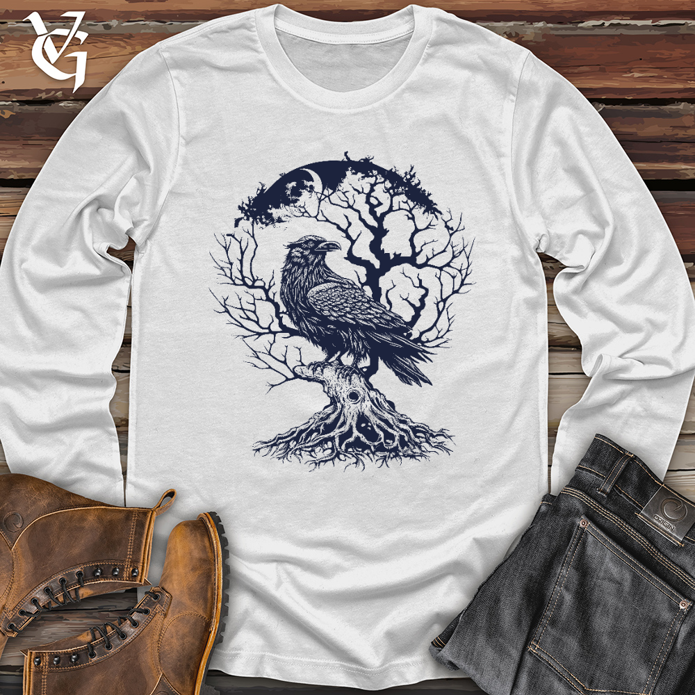 Raven and Old Tree Tattoo Long Sleeve