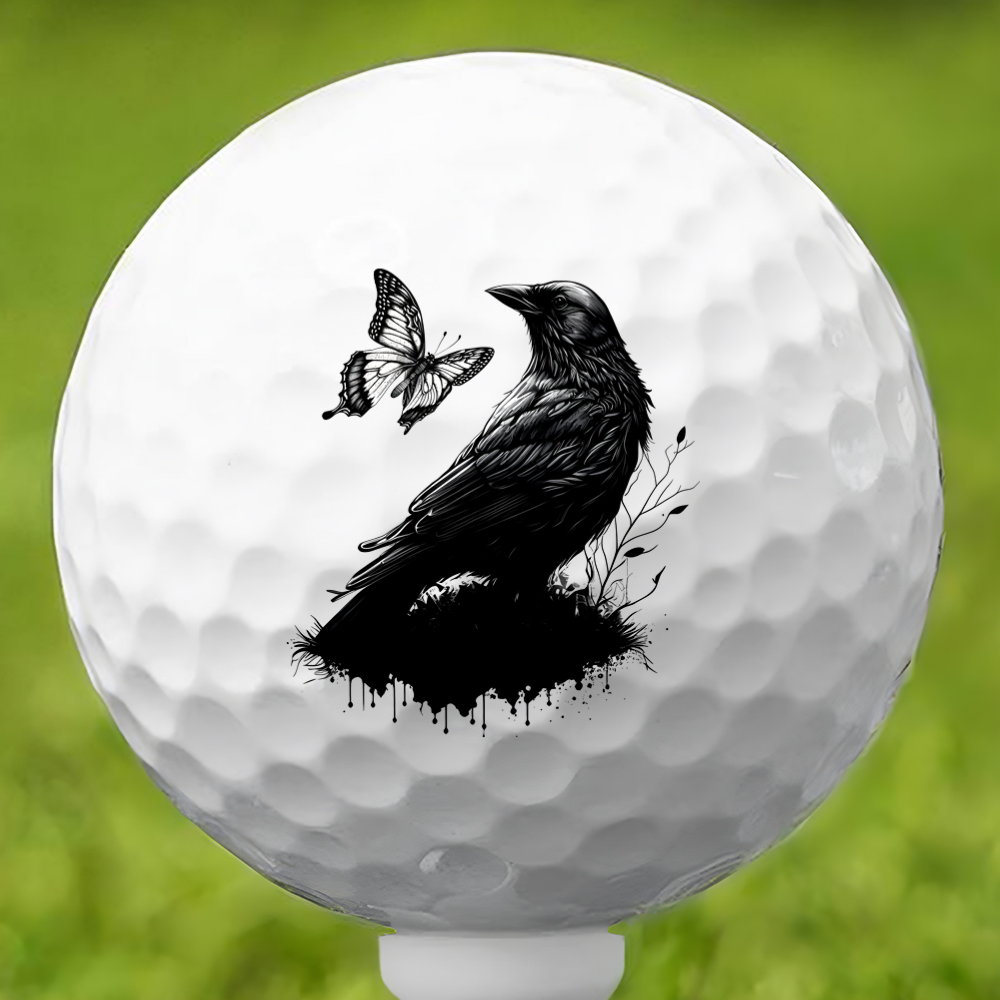 Raven and Butterfly Golf Ball 3 Pack