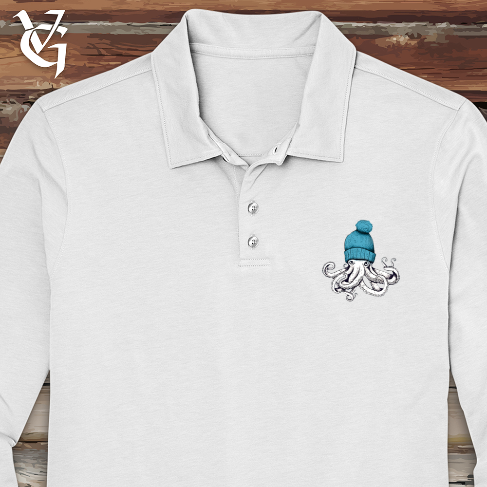 Octopus Wearing Beanie Long Sleeve Polo