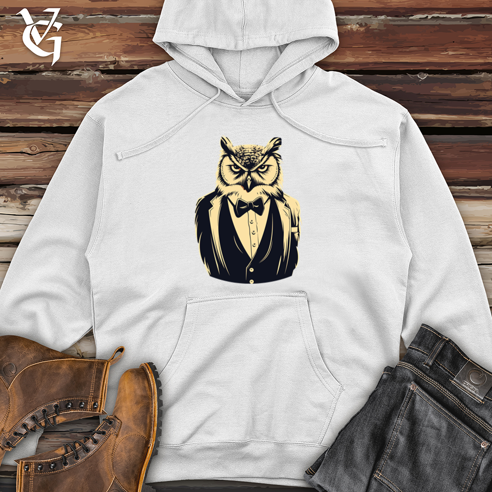Retro Tuxedo Owl Midweight Hooded Sweatshirt