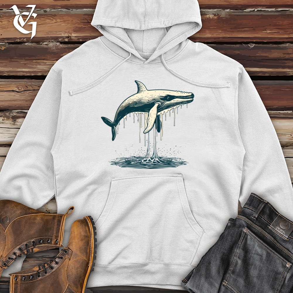 Vintage Arctic Whale Midweight Hooded Sweatshirt