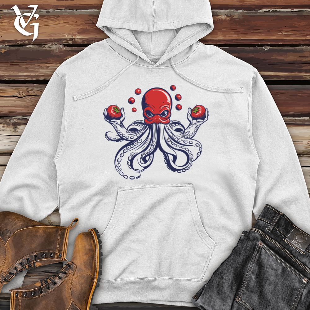 Retro Fruit Juggling Octopus Midweight Hooded Sweatshirt