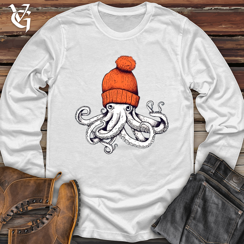 Octopus Orange Beanie Softstyle Long Sleeve