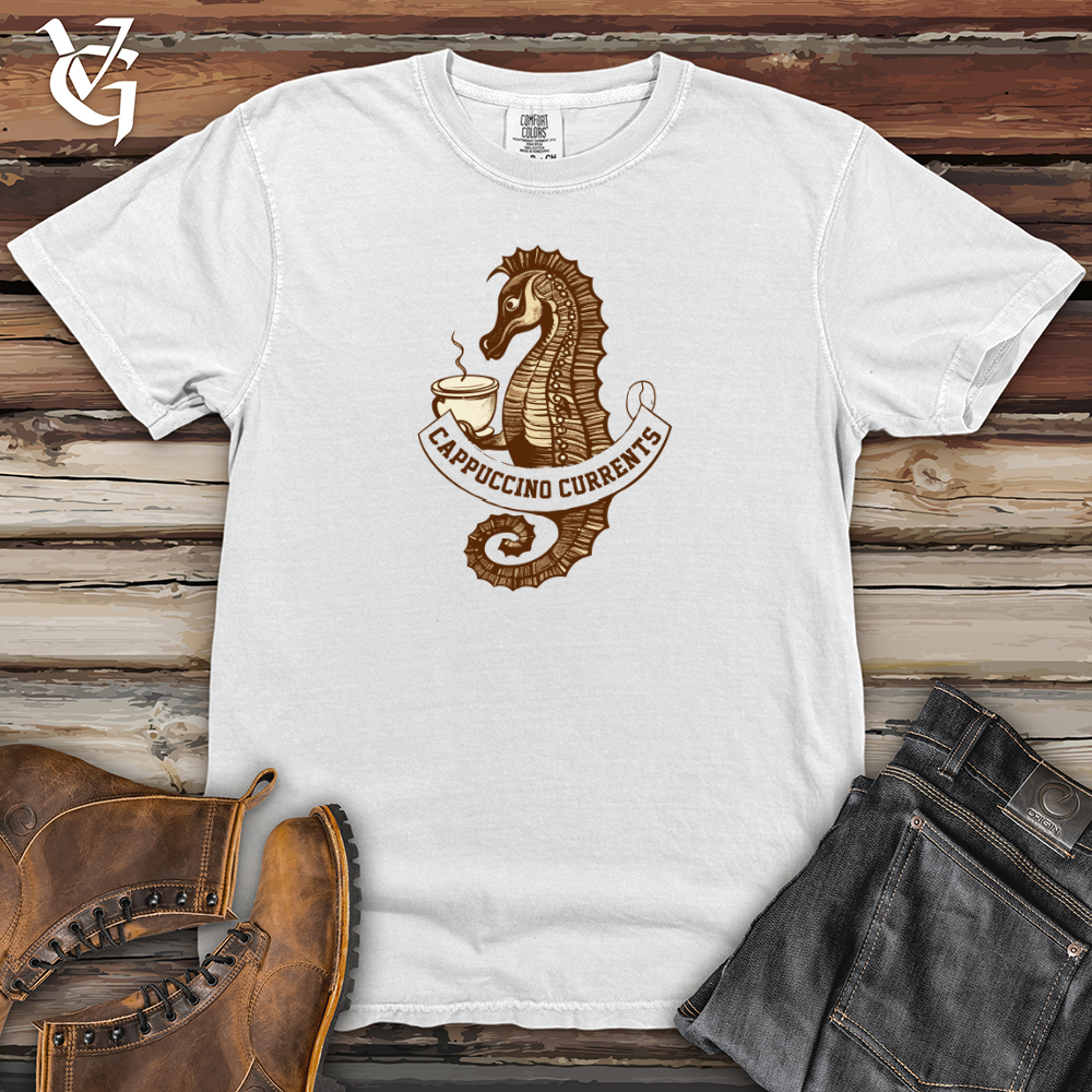 Seahorse Ocean Sip Coffee Calm Heavy Cotton Comfort Colors Tee