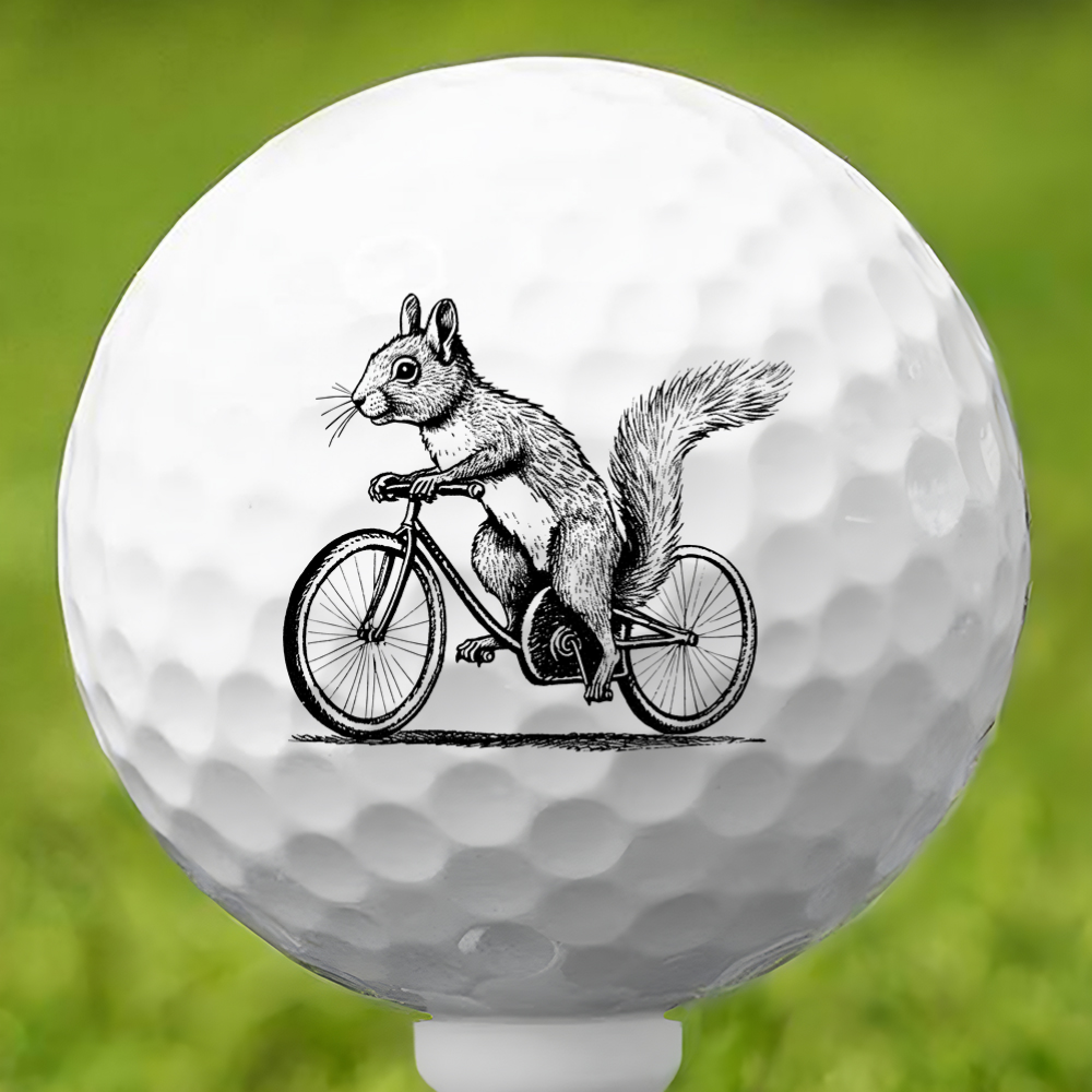 Squirrel On A Bike Golf Ball 3 Pack