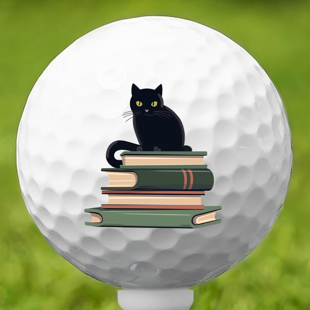 Cat Book Lover Golf Ball 3 Pack
