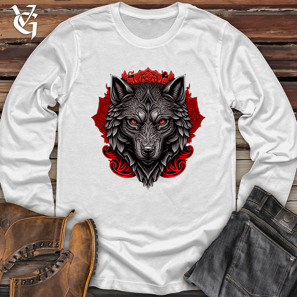 Red Flower Wolf Softstyle Long Sleeve