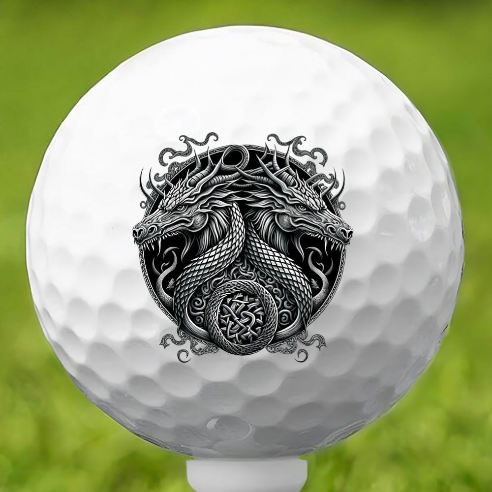 Emblem of Dreki Black & White Golf Ball 3 Pack