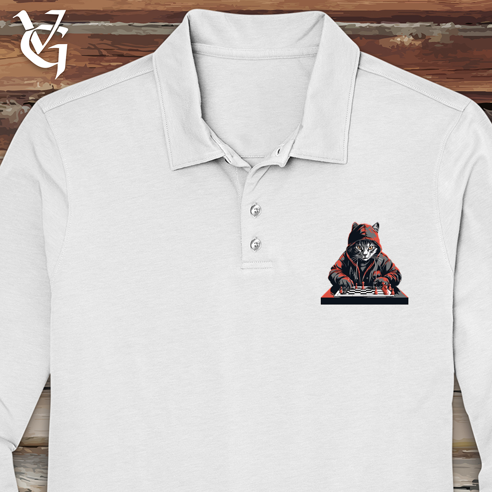 A Cat Playing Chess Long Sleeve Polo