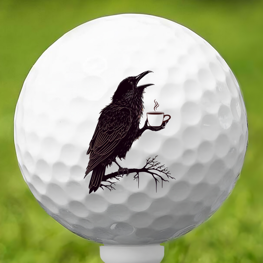 Raven Coffee Art Golf Ball 3 Pack