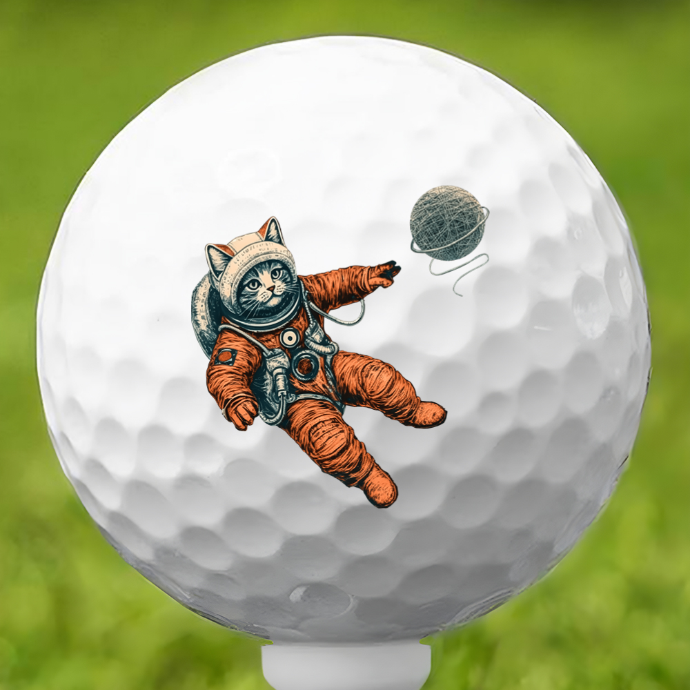 Astronaut Kitty Golf Ball 3 Pack