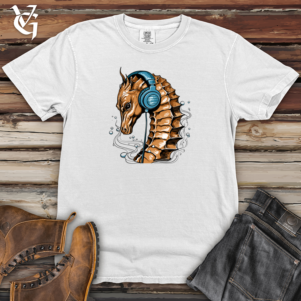 Seahorse Ocean Pulse Headphone Harmony Heavy Cotton Comfort Colors Tee