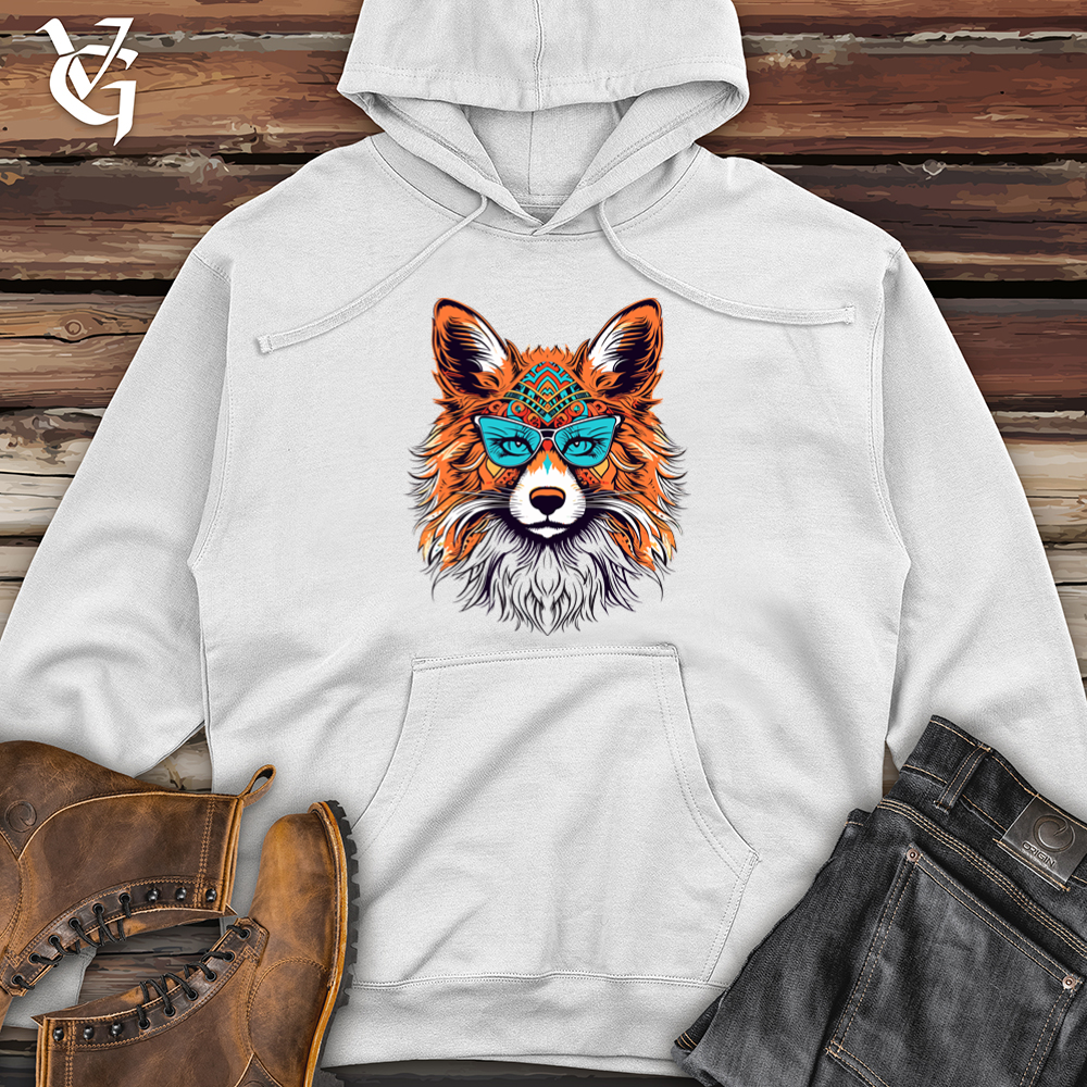 Vintage Hippy Fox 01 Midweight Hooded Sweatshirt