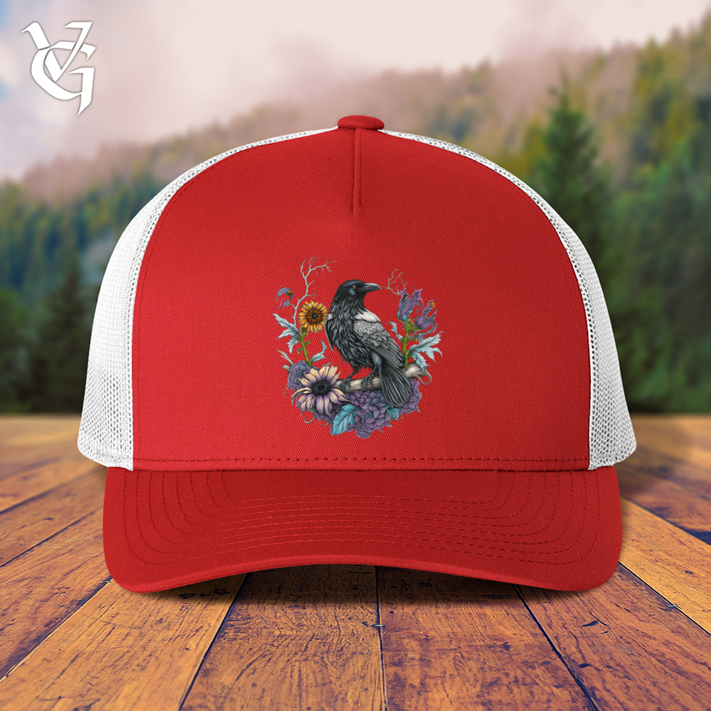 Flower Wreath Raven Trucker Cap
