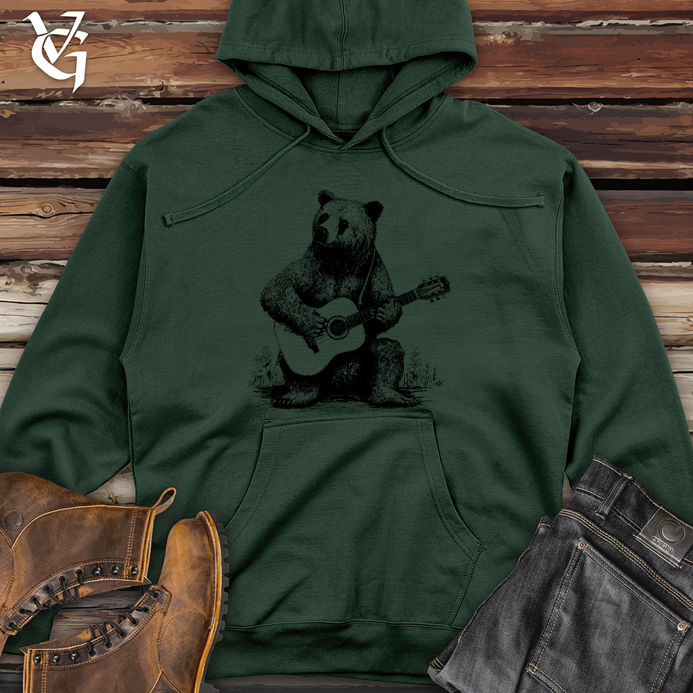 Viking Goods Bear Guitarist Midweight Hooded Sweatshirt Alpine Green / L