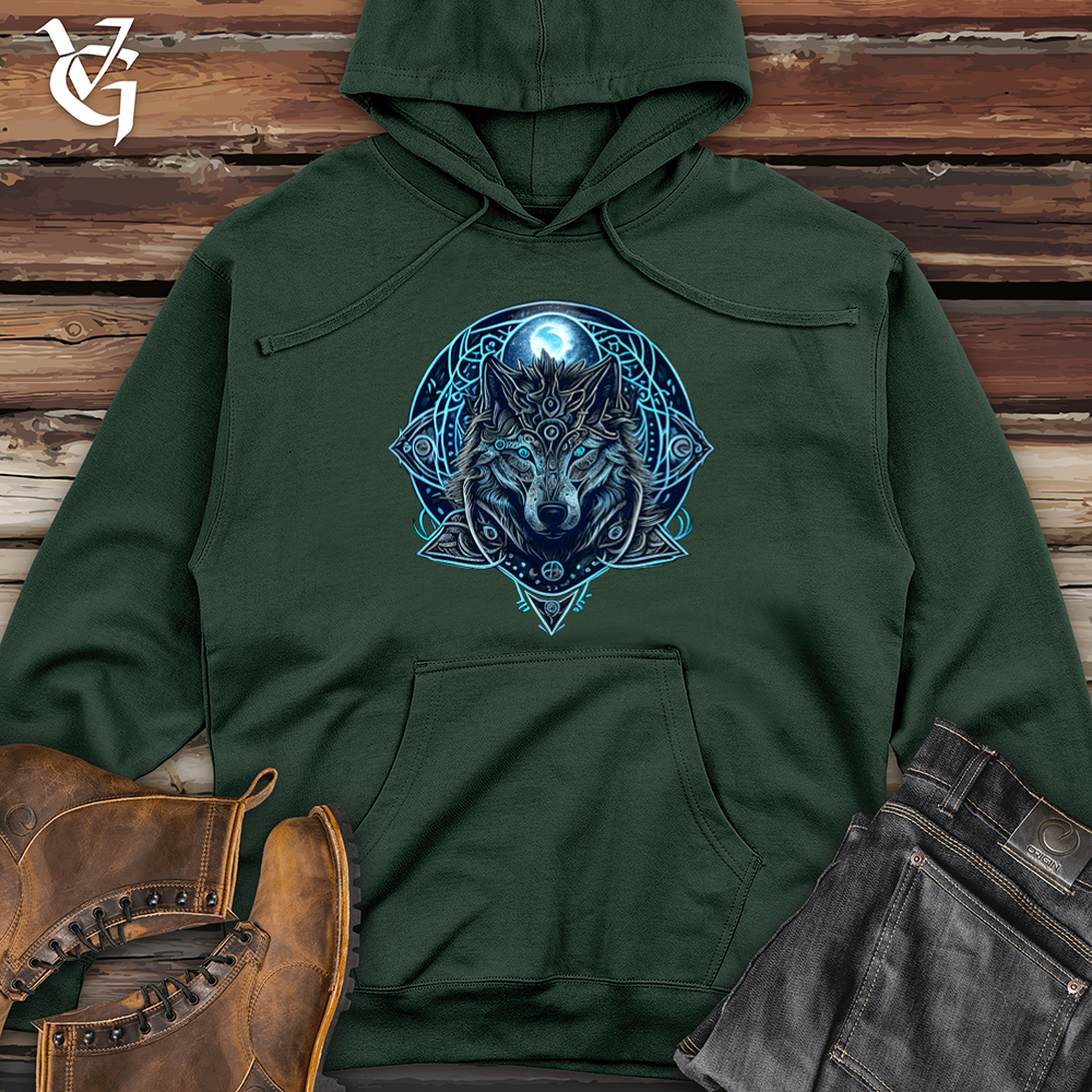 Viking Goods Celtic Fenrir Wolf Midweight Hooded Sweatshirt Alpine Green / L