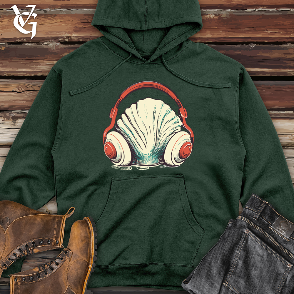 Viking Goods Clam Ocean Echo Headphone Vibes Midweight Hooded Sweatshirt Alpine Green / L