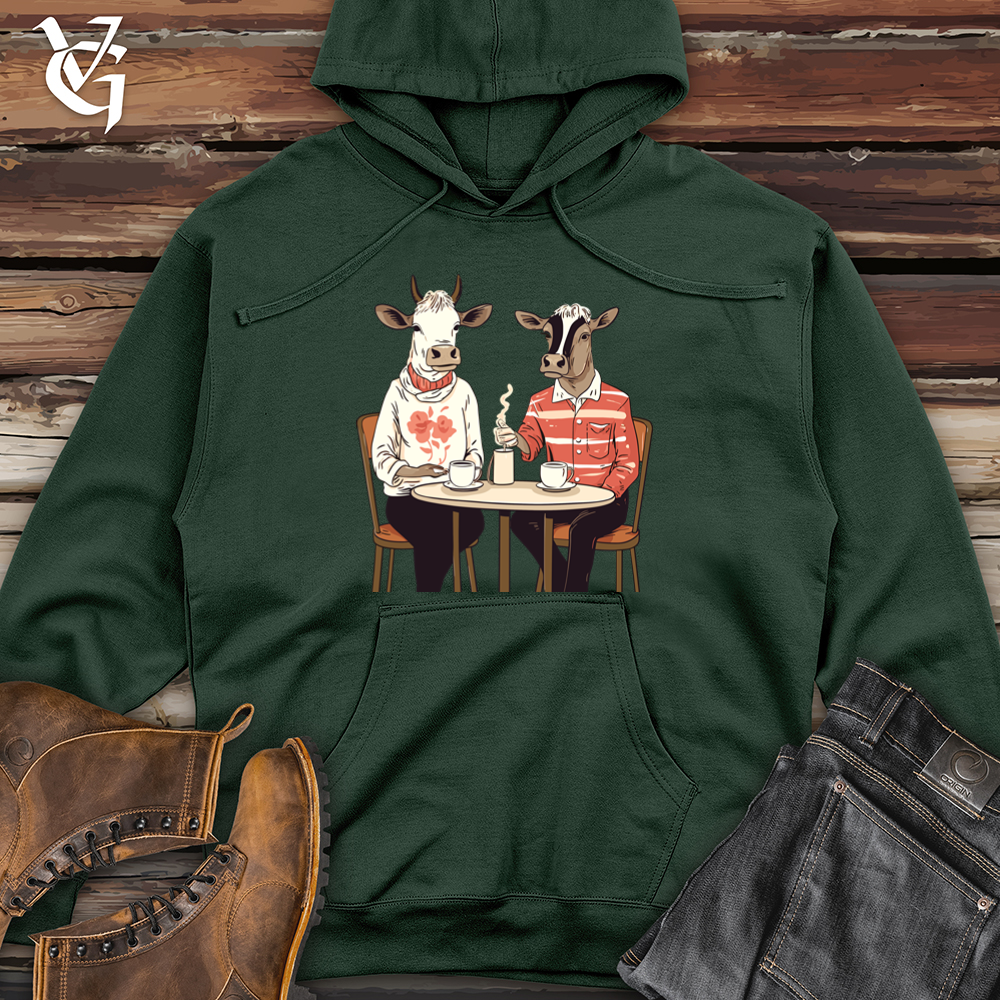 Viking Goods Cows Coffee Date Midweight Hooded Sweatshirt Alpine Green / L