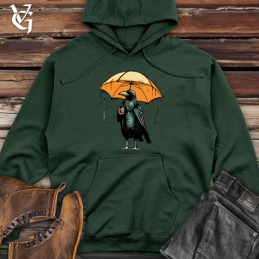 Viking Goods Crow Midnight Shower Umbrella Comfort Midweight Hooded Sweatshirt Alpine Green / L