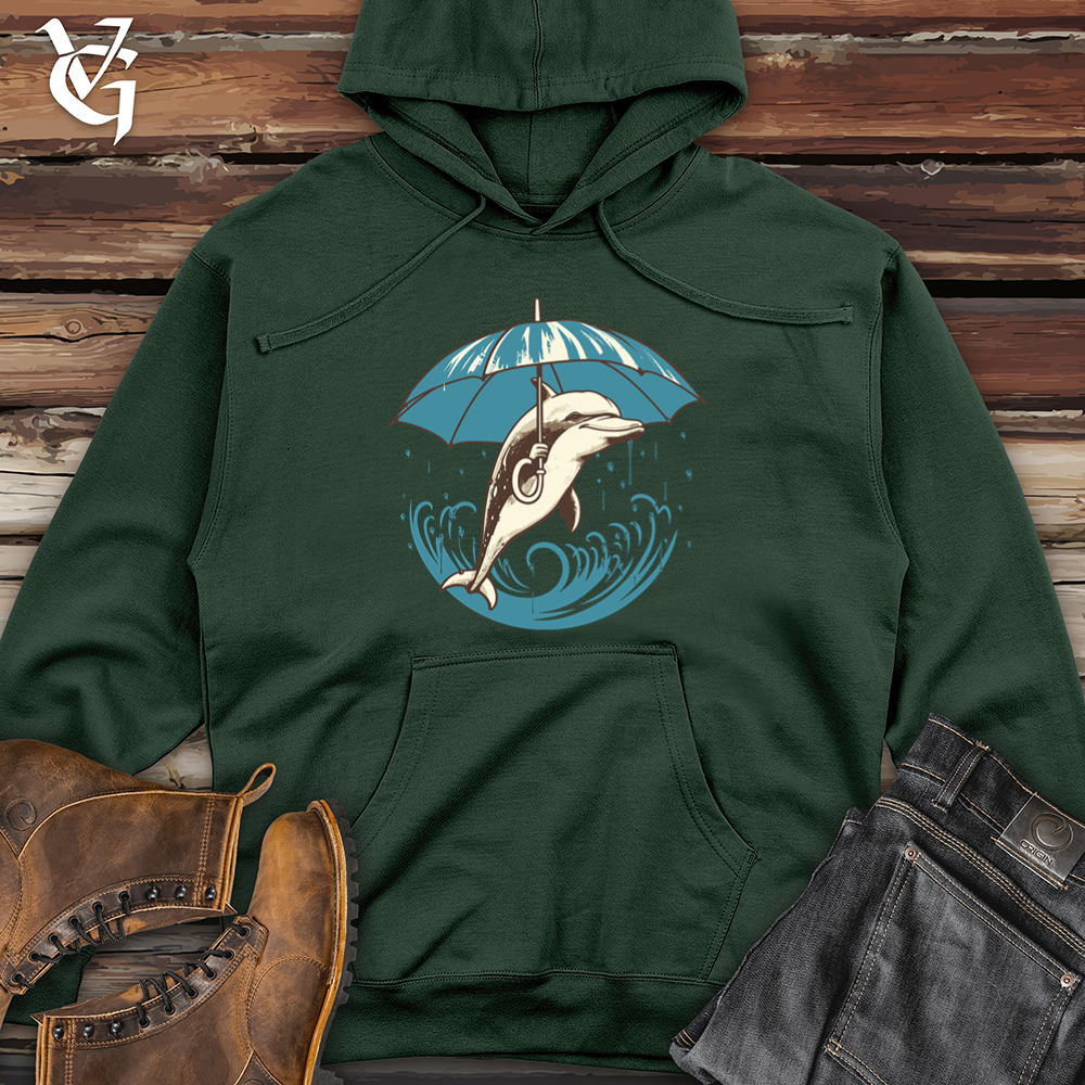 Viking Goods Dolphin Ocean Drizzle Umbrella Oasis Midweight Hooded Sweatshirt Alpine Green / L