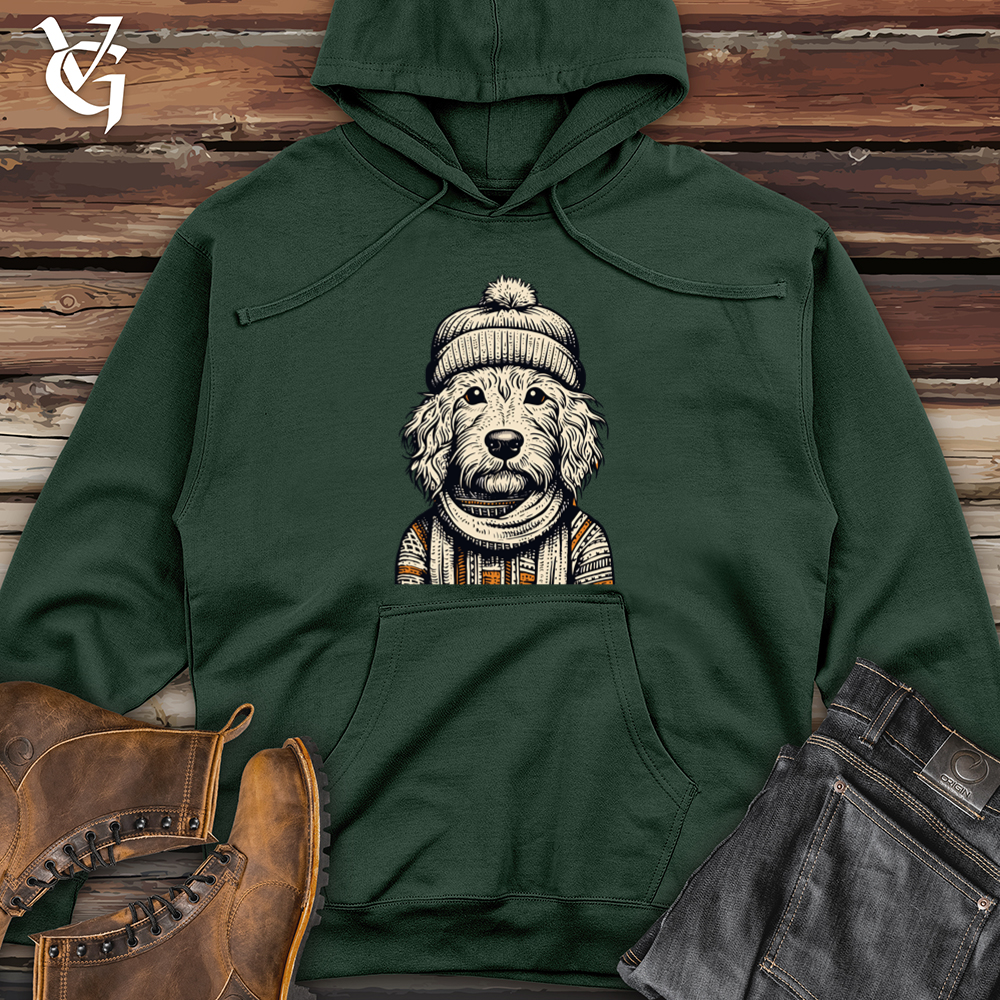 Viking Goods Doodle Dog Beanie Cozy Midweight Hooded Sweatshirt Alpine Green / L