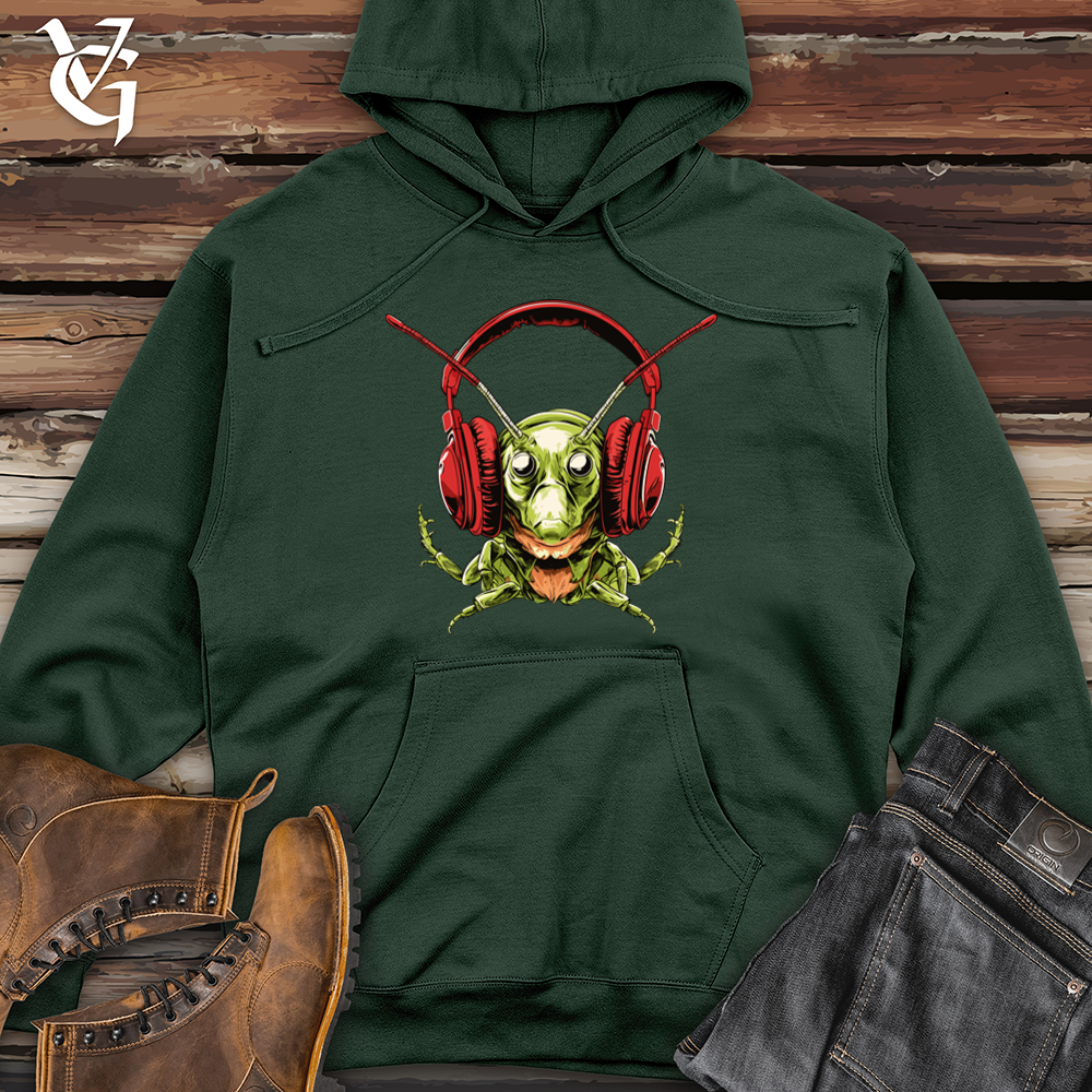 Viking Goods Grasshopper Groove Headphone Vibes Midweight Hooded Sweatshirt Classic Navy / L